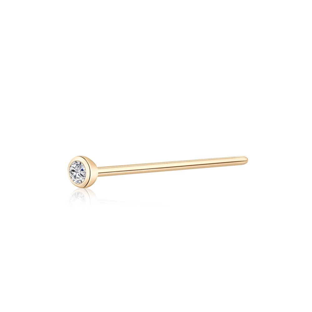 14 Karat Gold Bezel Set Sparkle Fishtail Nose Ring