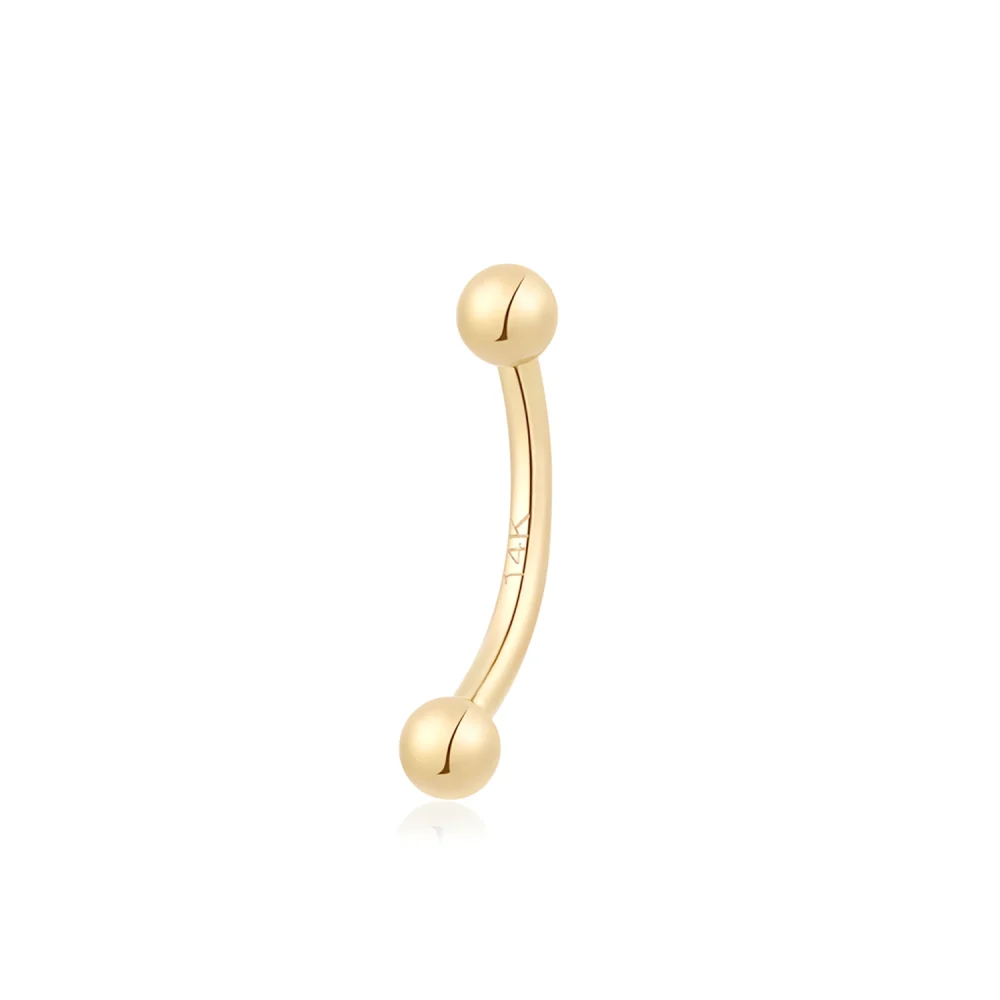 14K Gold Curved Barbell Eyebrow Ring