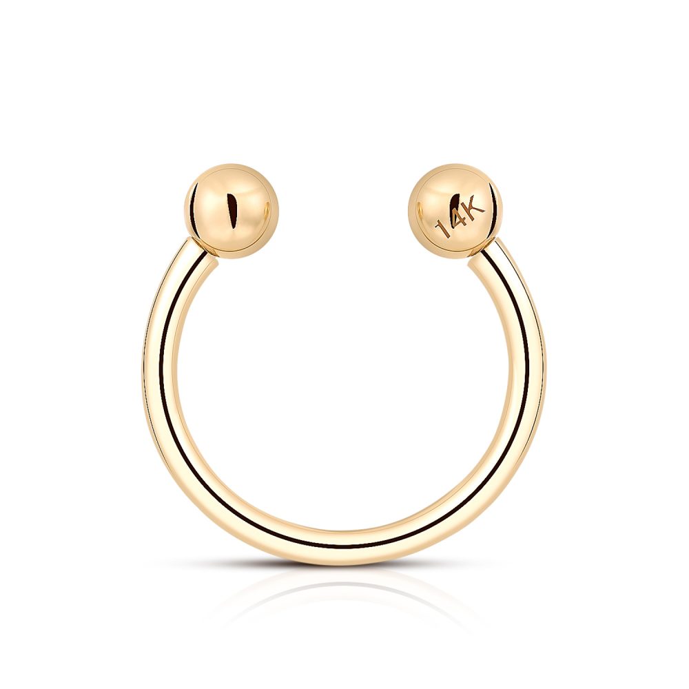 14K Gold horse shoe internally threaded Circular Barbell