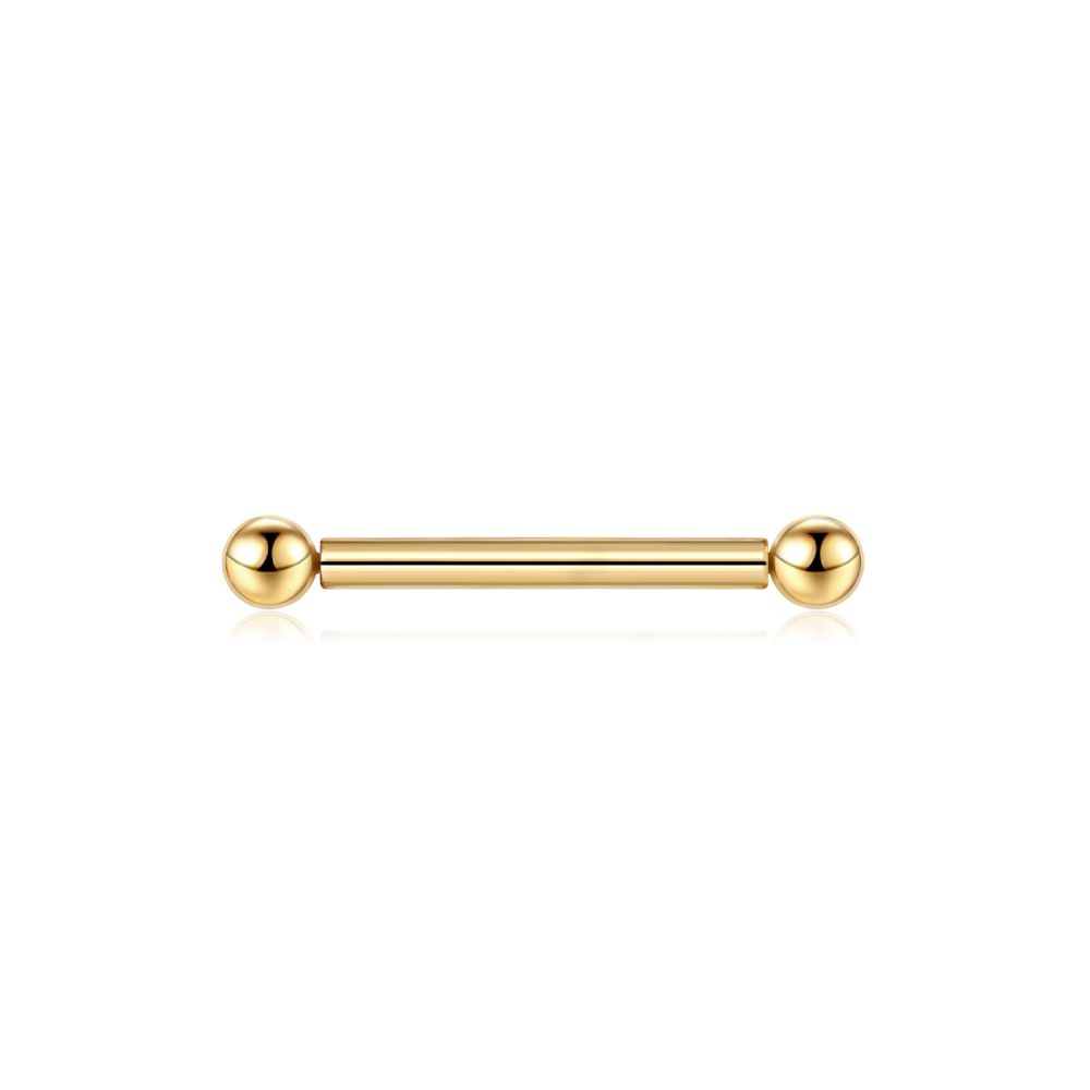 14K Solid Gold Simple Style Piercing Barbell Nipple Ring