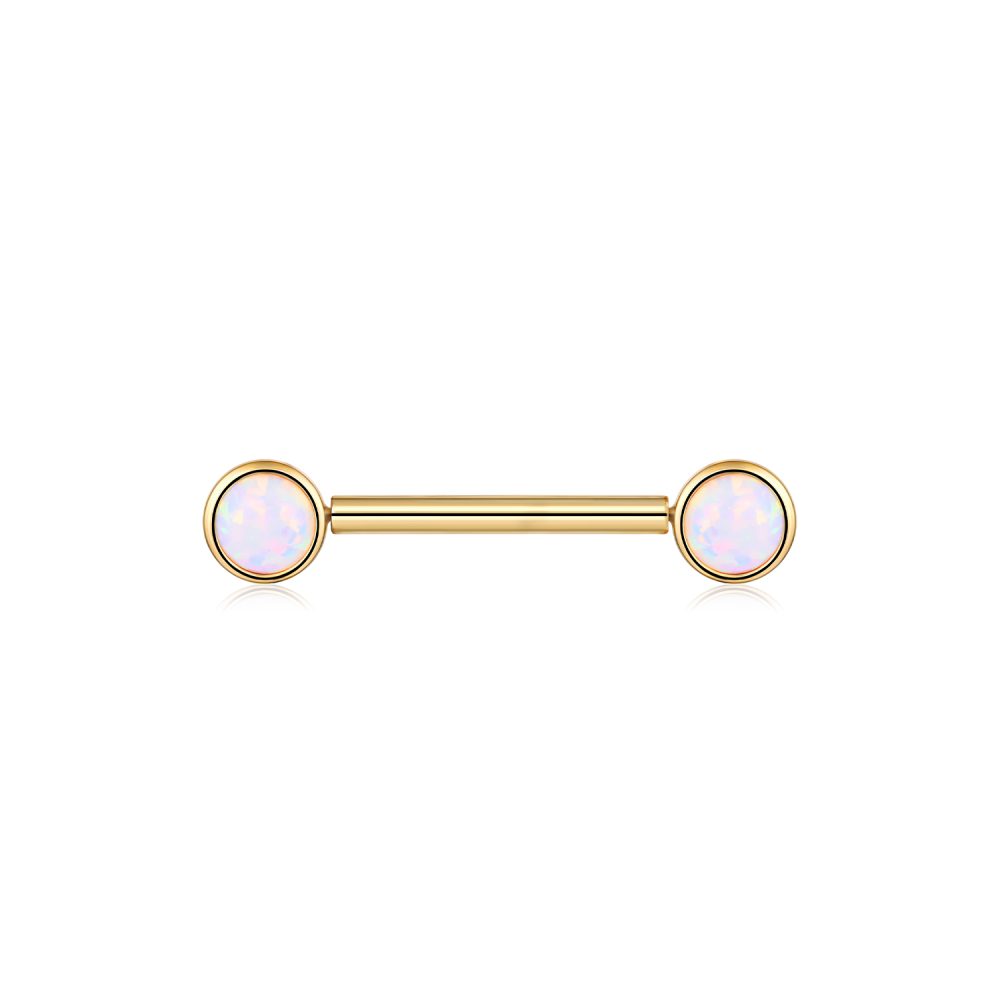 Opal 14k Gold Industrial Barbell