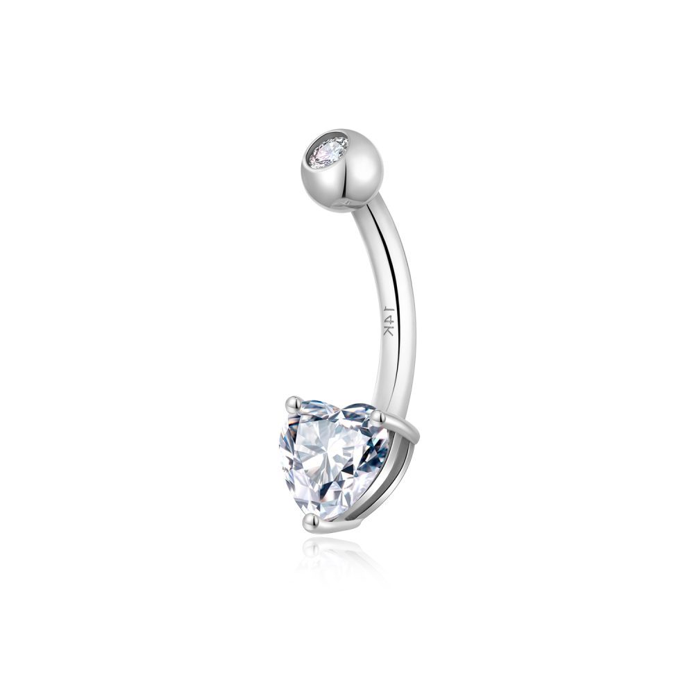 Heart Solitaire Belly Button Ring