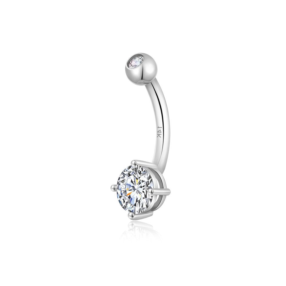 Gem Flower 14k Gold Navel Belly Button Ring