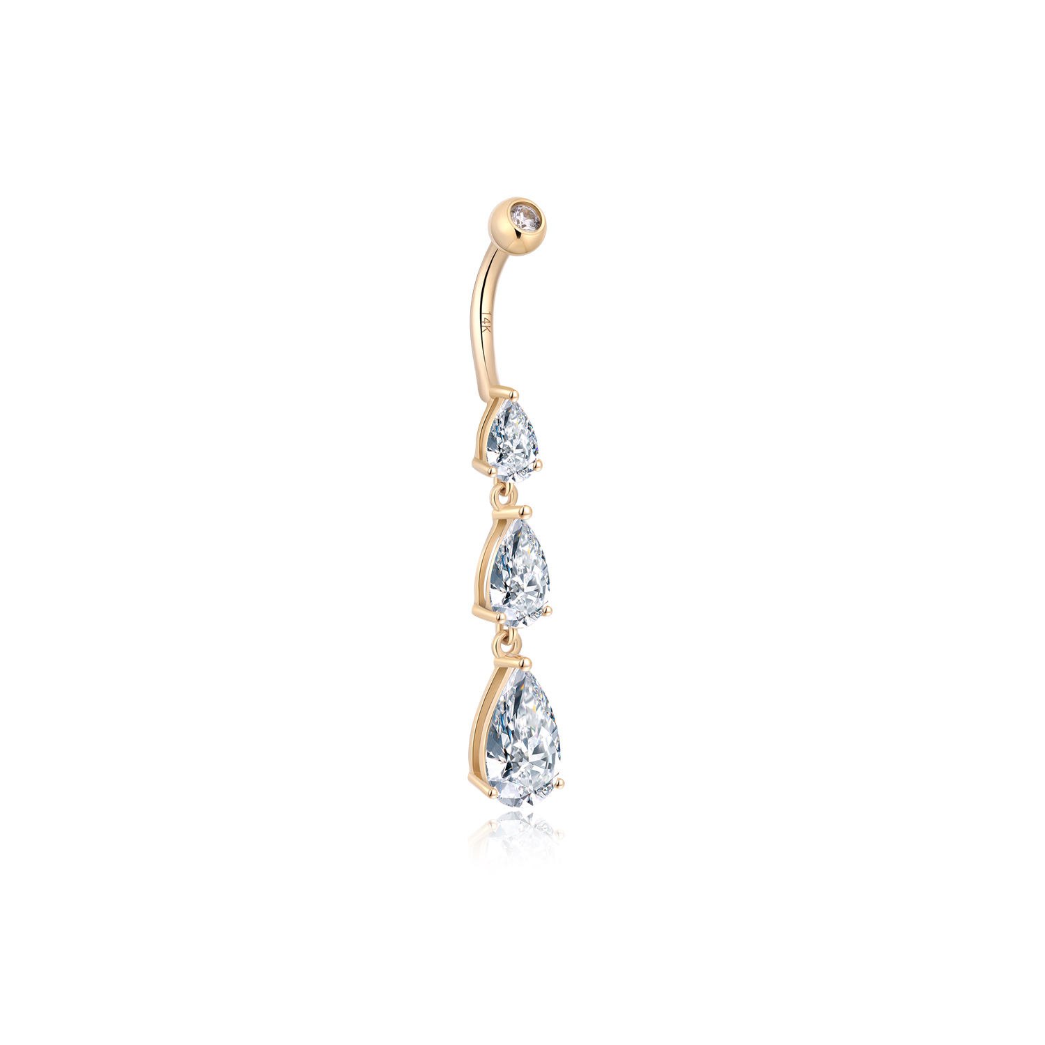 14k Gold Cz Belly Ring-gpf Jewelry