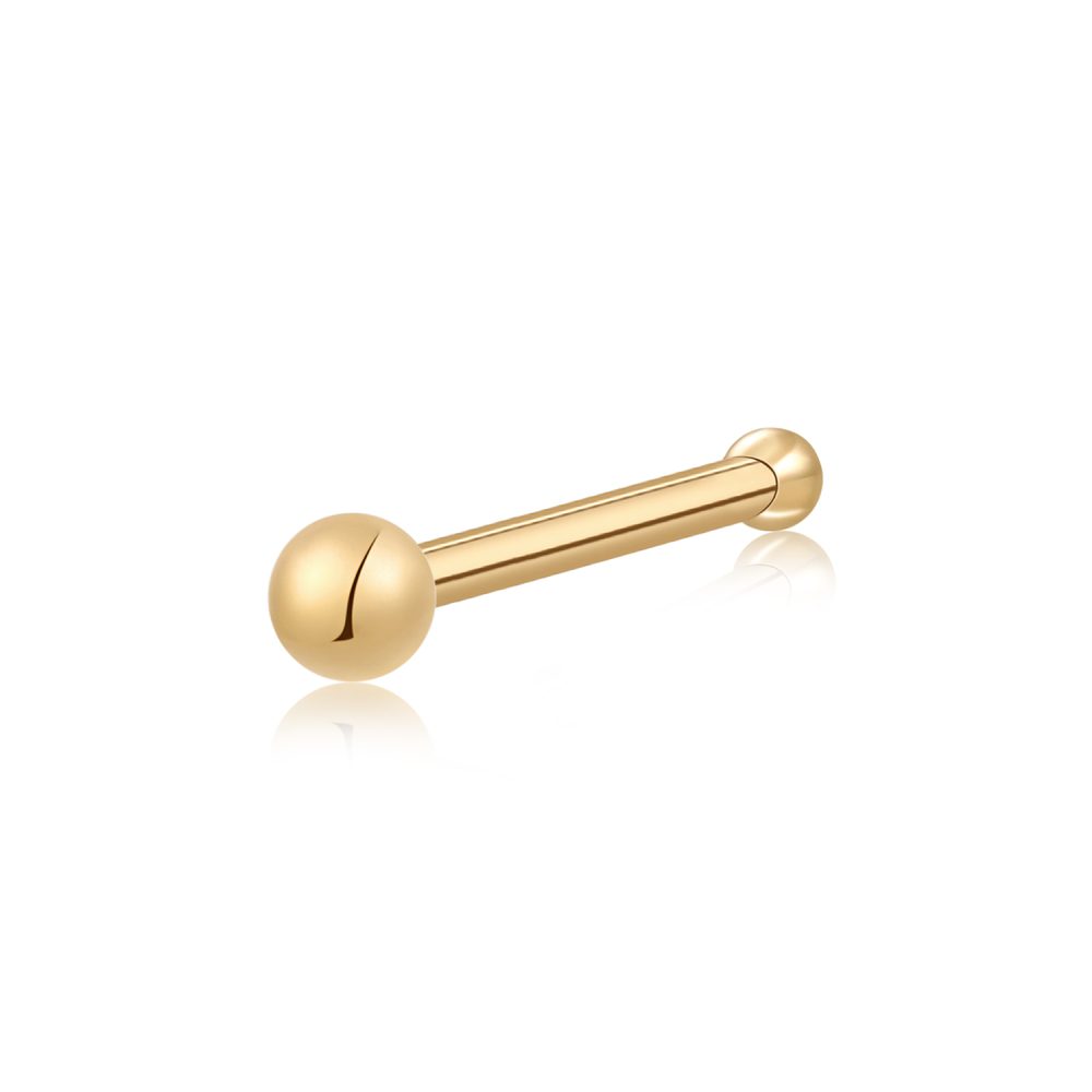 14K Gold Spherical Top Body Piercing Nose Stud