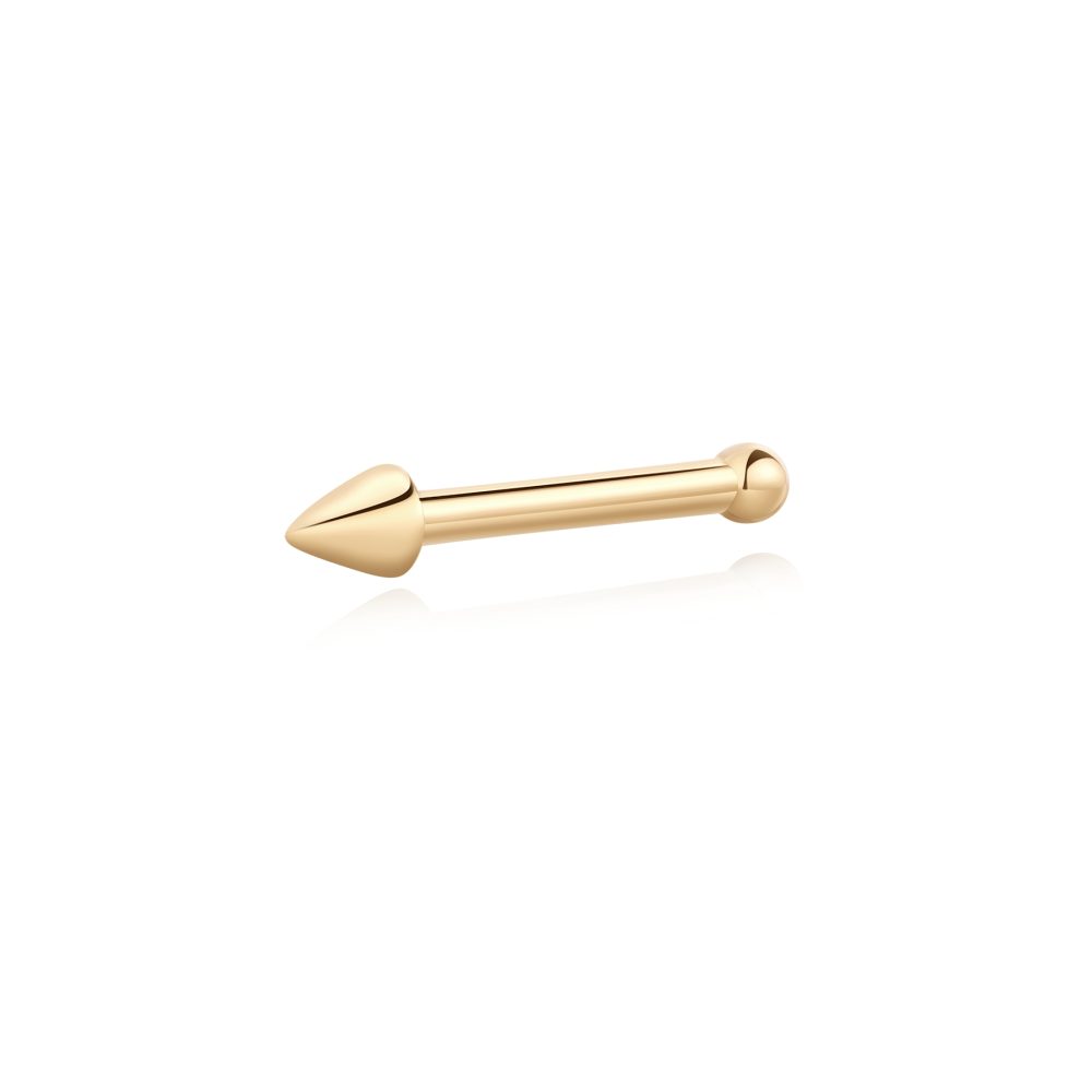 14 Karat Gold Solid Spike Top Nose Stud Ring