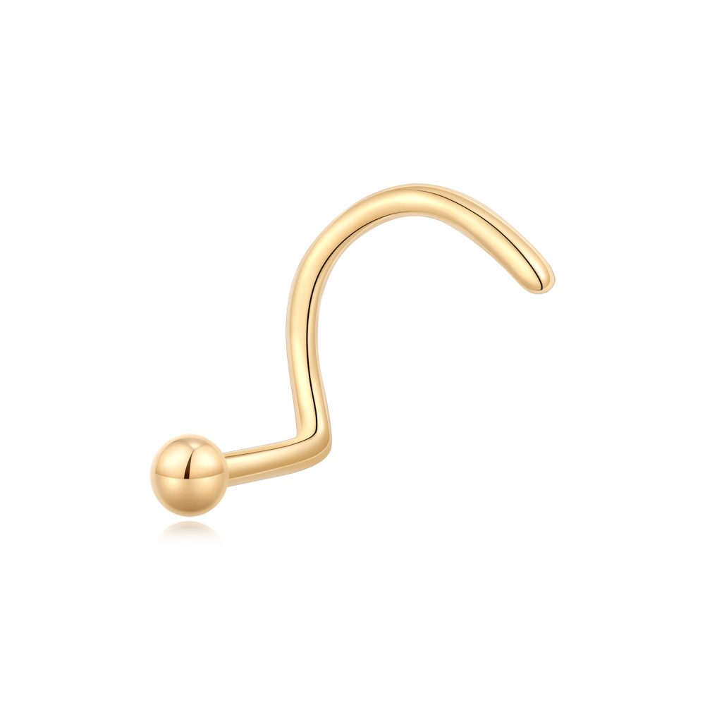 14K Solid Gold Semicircle Twist Nose Ring