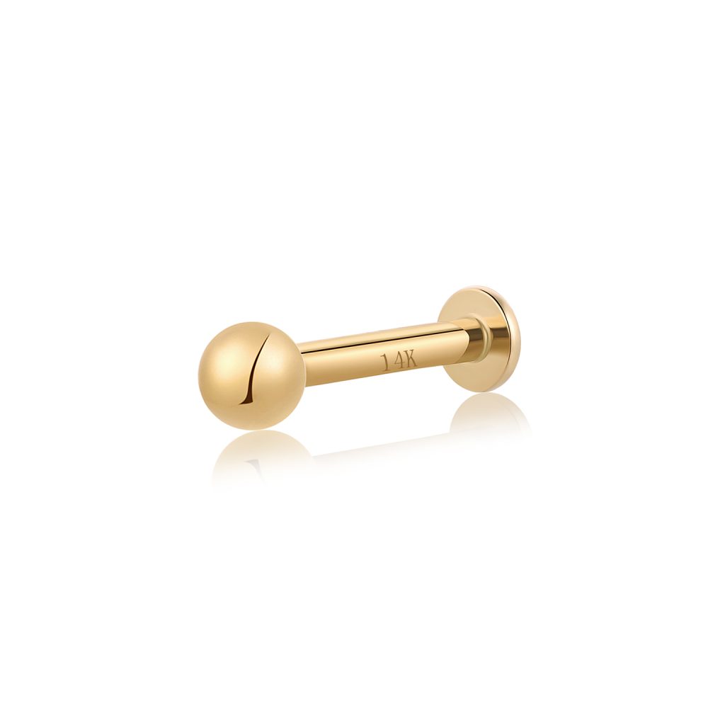 14 Karat Gold OneFit™ Threadless Ball Top Flat Back Stud Labret