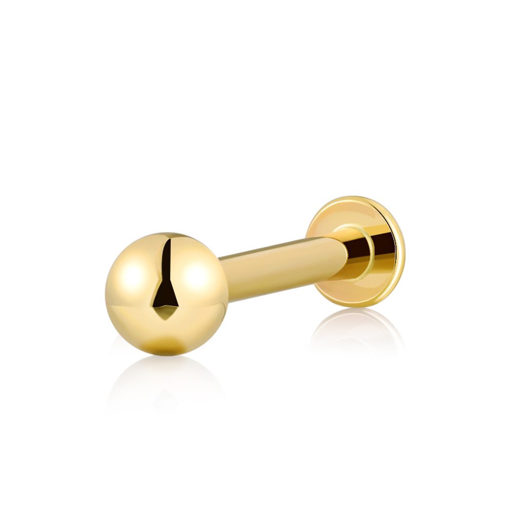 14 Karat Gold OneFit™ Threadless Ball Top Flat Back Stud Labret