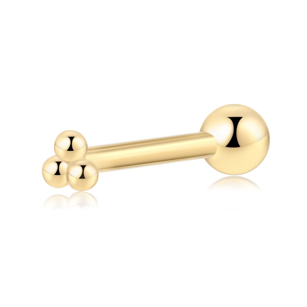 14K Gold Solid Threadless Flat Back Cartilage Studs