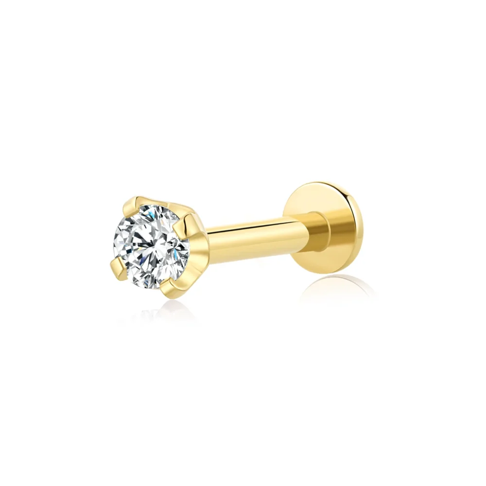 18K Gold Natural Diamond Threadless Labret Stud