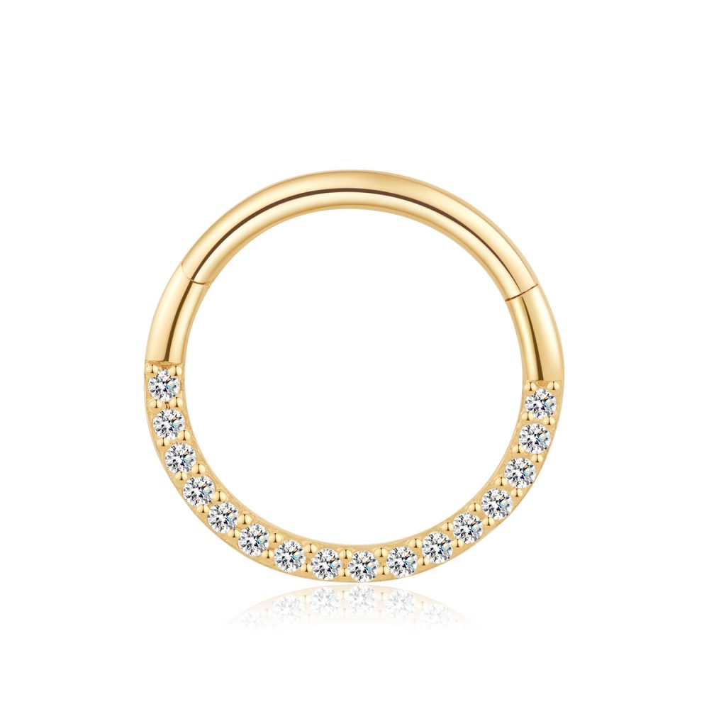 14K Gold CZ Hinged Segment Ring Body Jewelry