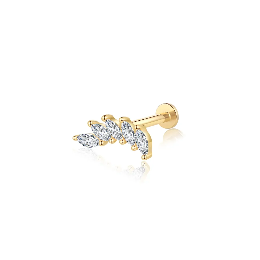 14K Solid Gold CZ Sweet ExquisiteThreadless Labret Stud