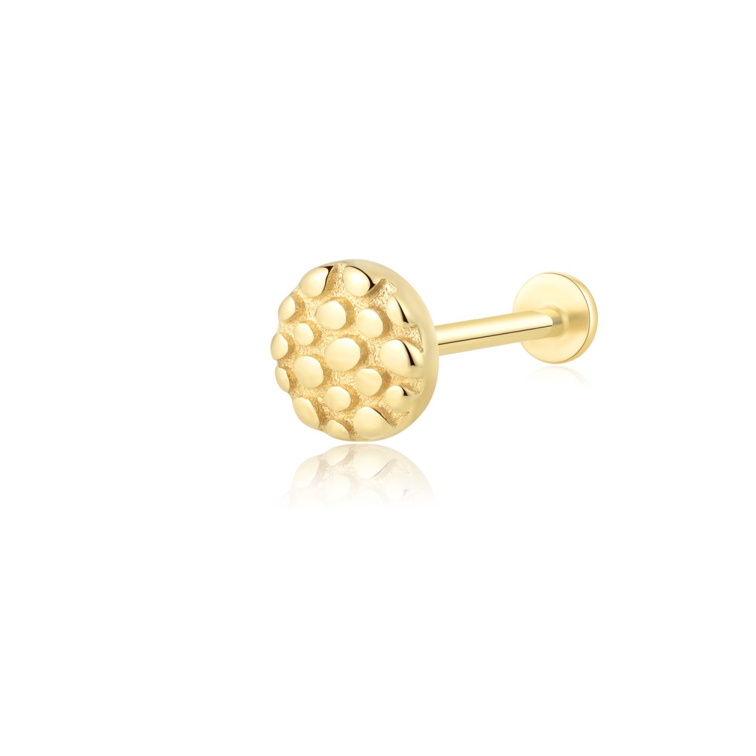 14K Gold Round Internally Threaded Tops Labret Studs