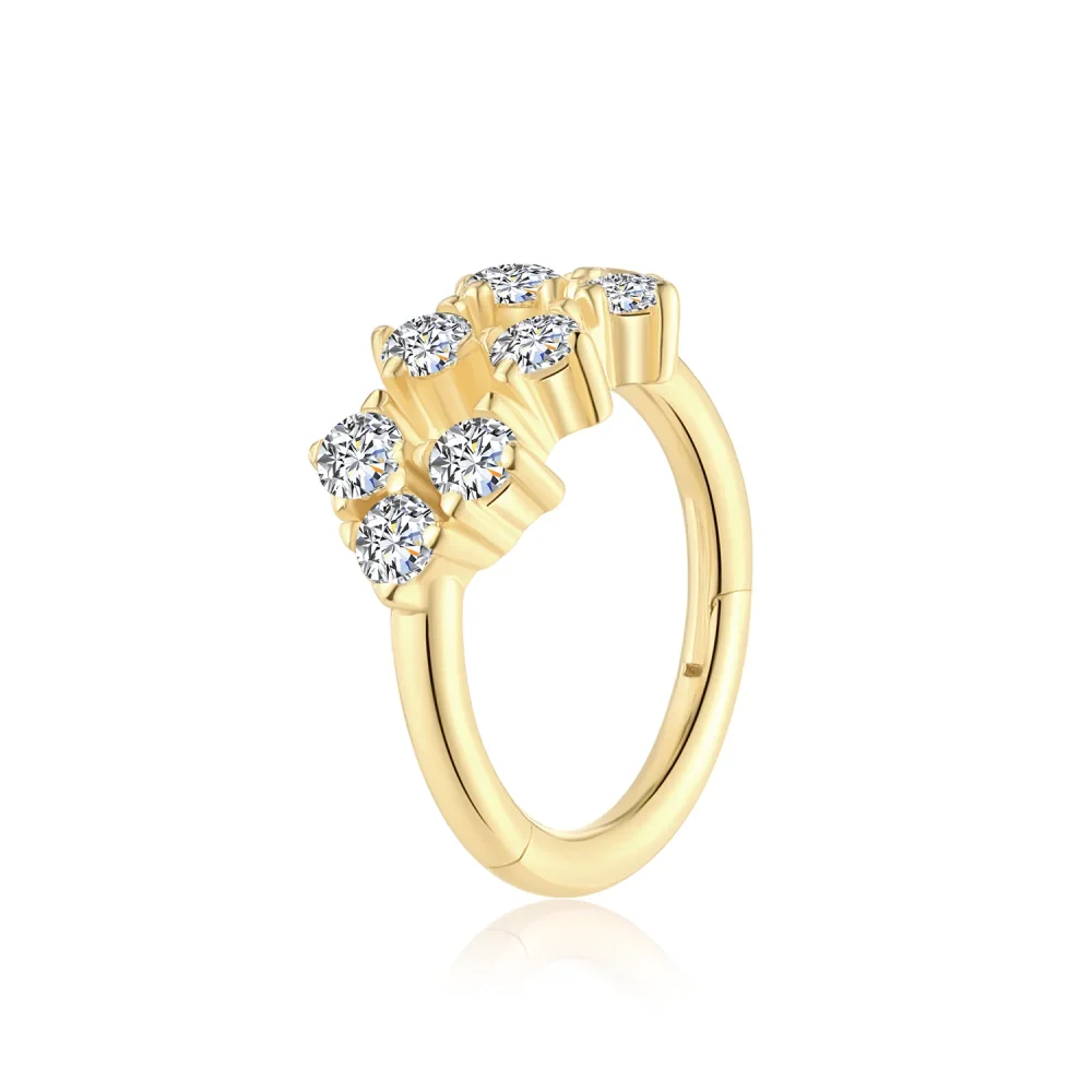 14K Solid Gold CZ Exquisite Retro Style Hinged Segment Ring