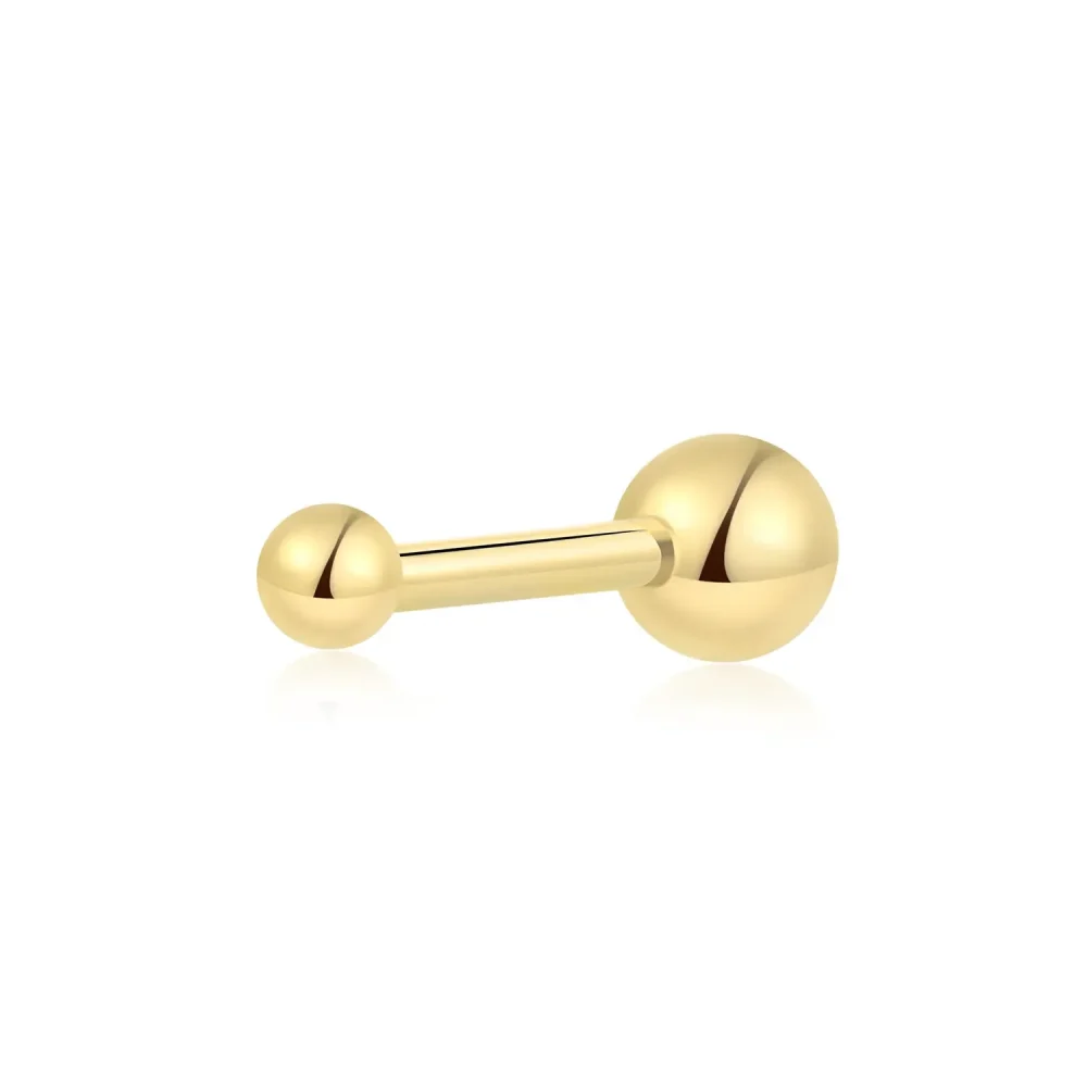 14K Solid Gold Threadless Cartilage Piercing with Round Ball Design