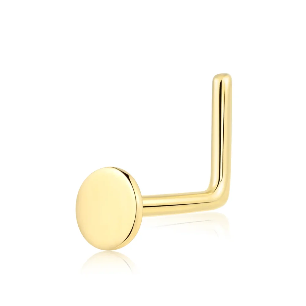 14K Solid Gold Flat Disc Nose Ring