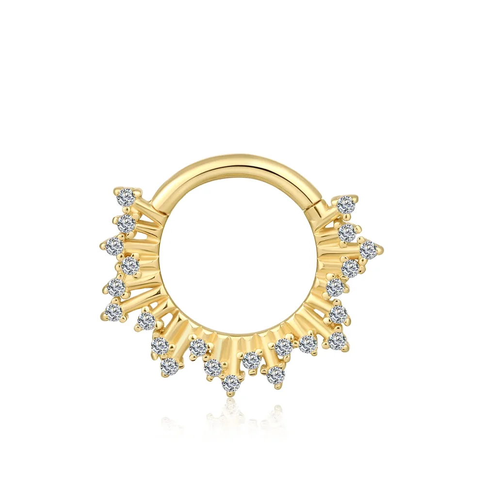 14K Solid Gold Radiant CZ Style Hinged Segment Ring