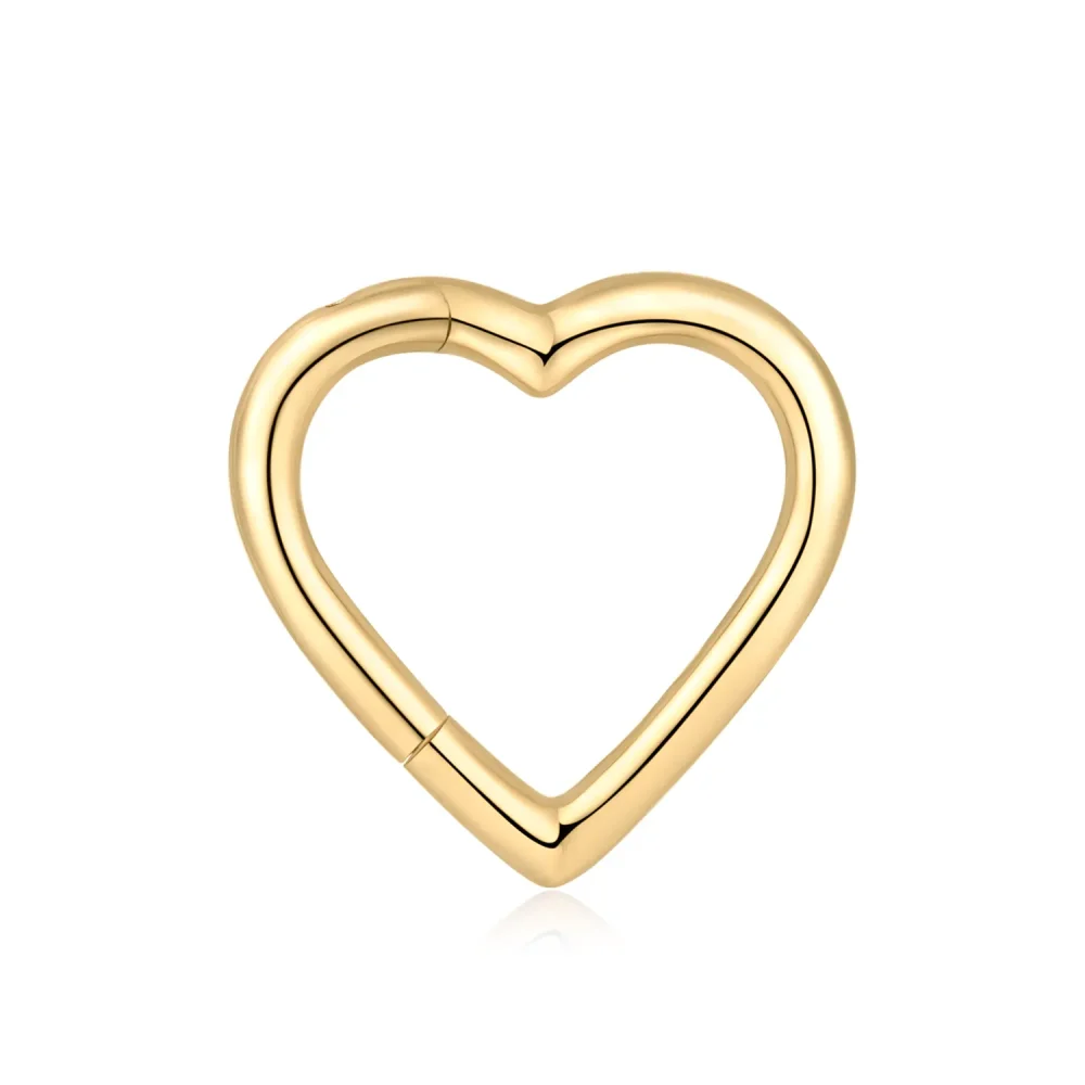 14K Solid Gold Heart-Shaped Hinged Segment Body Piercing Jewelry