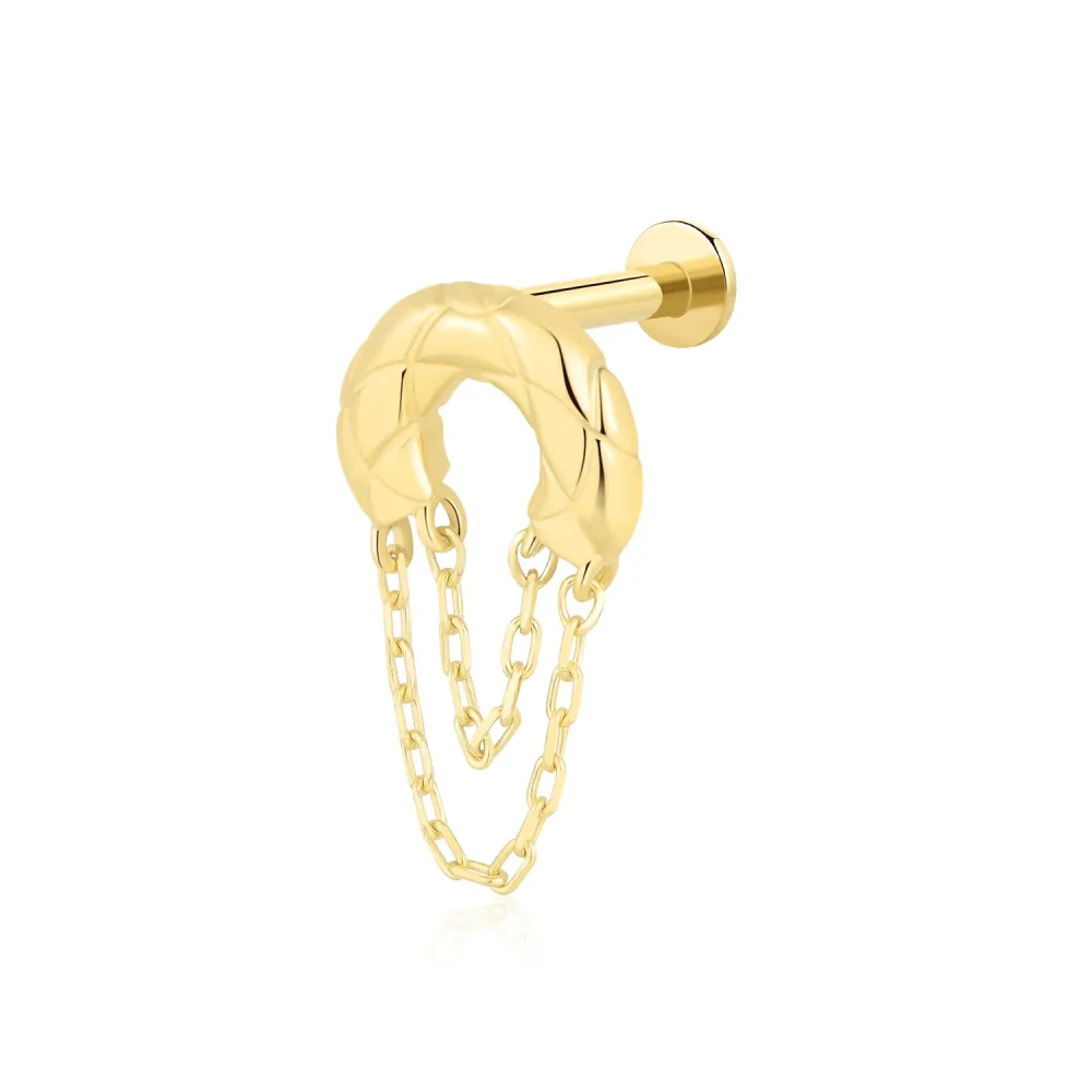 14K Solid Gold Jellyfish Chain Threadless Labret Stud