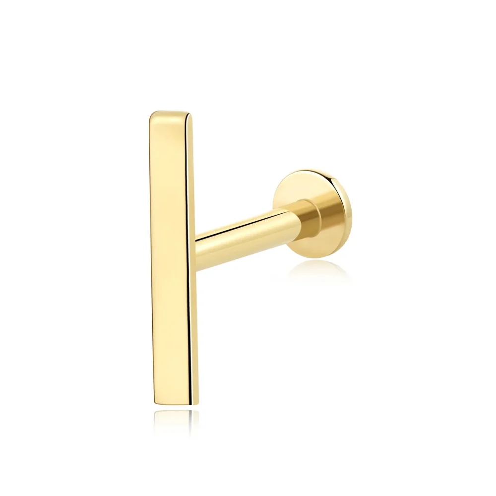 14K Solid Gold Threadless Bar Labret Stud