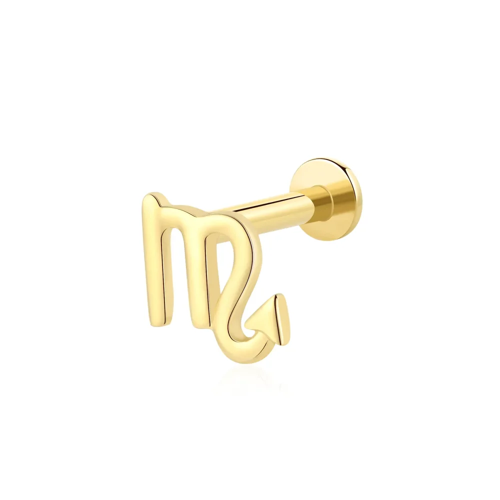 14K Solid Gold Scorpio Zodiac Threadless Labret Stud