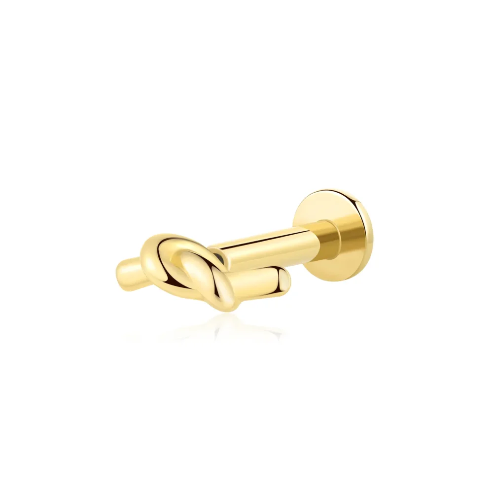 14K Solid Gold Threadless Knot Shaped Labret Stud