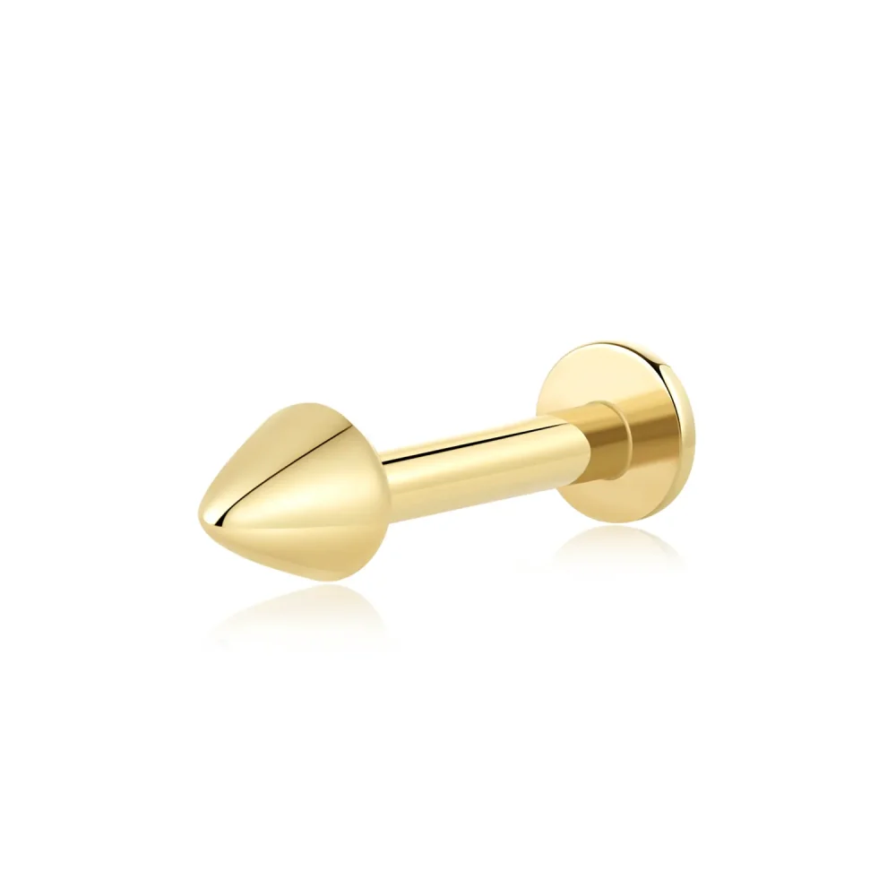 14K Solid Gold Threadless Cone Labret Stud