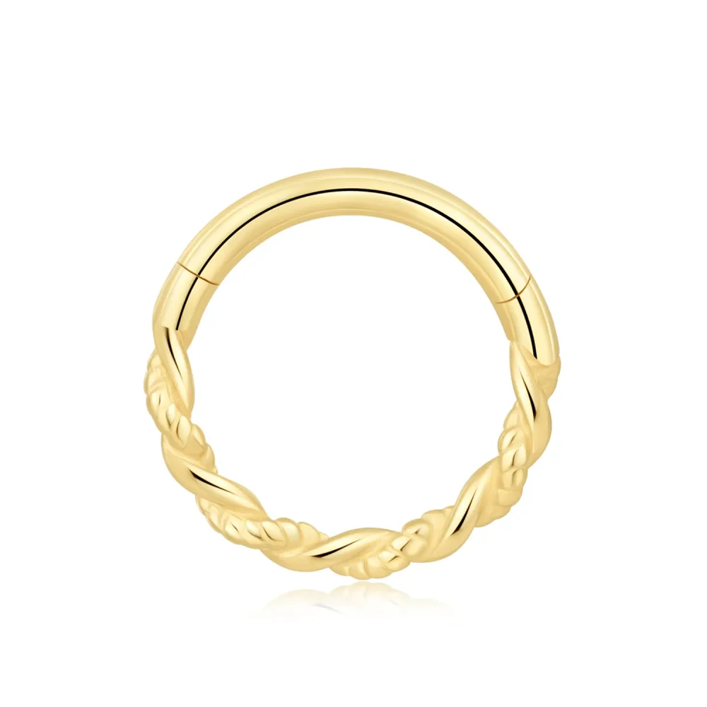 14K Solid Gold Hinged Segment Ring with Twisted Design