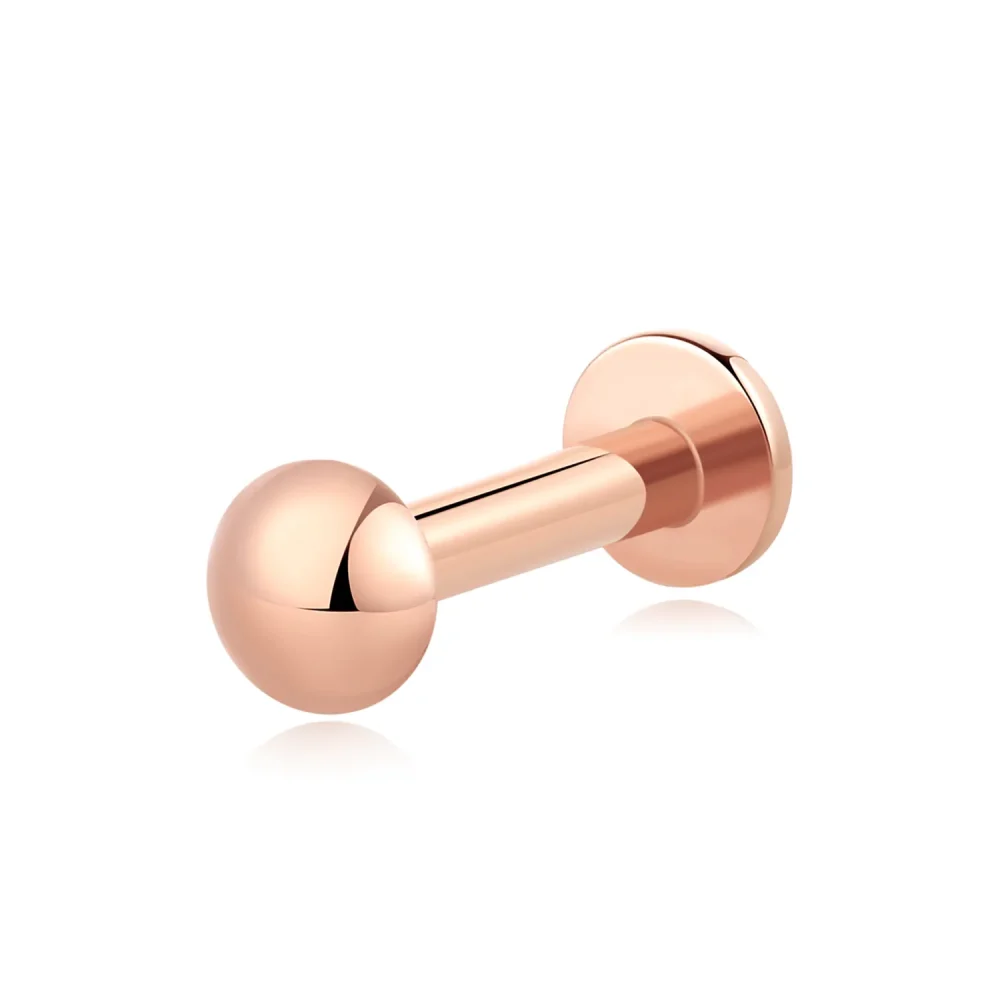 14K Rose Gold Classic Hemispherical Design Threadless Labret Stud